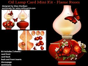 Oil Lamp Card Mini Kit - Flame Roses