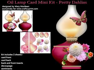 Oil Lamp Card Mini Kit - Pretty Dahlias