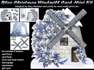 Blue Christmas Windmill Card Mini Kit