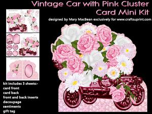 Vintage Car with Pink Cluster Card Mini Kit
