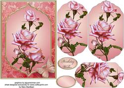 Pink Roses Fancy Pyramid Card