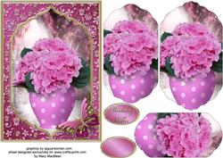 Pot of Hydrangeas Fancy Pyramid Card