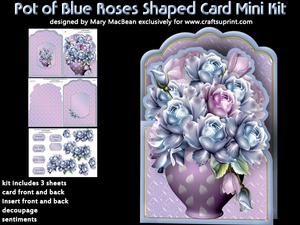 Pot of Blue Roses Shaped Card Mini Kit