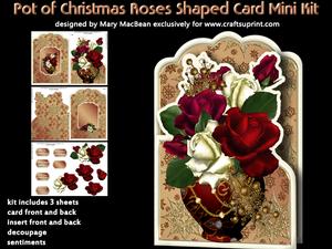 Pot of Christmas Roses Shaped Card Mini Kit