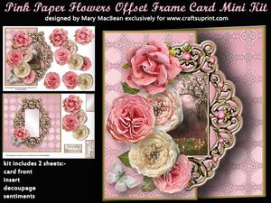 Pink Paper Flowers Offset Frame Card Mini Kit