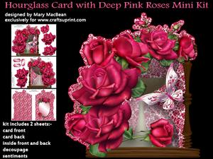 Hourglass Card with Deep Pink Roses Mini Kit