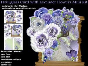 Hourglass Card with Lavender Flowers Mini Kit