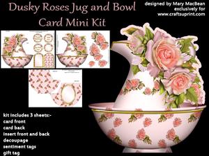 Dusky Roses Jug and Bowl Card Mini Kit