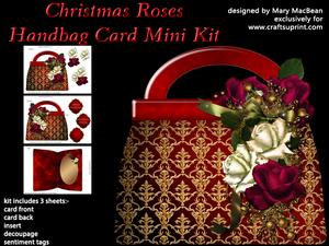 Christmas Roses Handbag Card Mini Kit