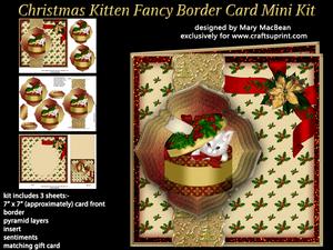 Christmas Kitten Fancy Border Card Mini Kit