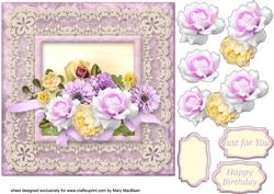 Lacy Lovelies 7" x 7" - Pink and Yellow Posy