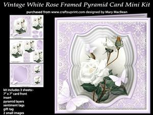 Vintage White Rose Framed Pyramid Card Mini Kit