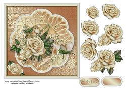 Cream Roses Decoupage Card Front