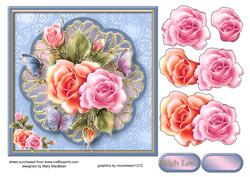 Pastel Roses Decoupage Card Front