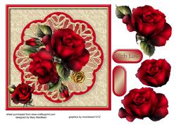 Red Roses Decoupage Card Front