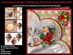 Christmas Robin Teardrop Pyramid Card Mini Kit