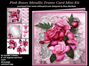 Pink Roses Metallic Frame Card Mini Kit