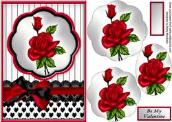 Romantic Red Rose Petal Pyramid Card