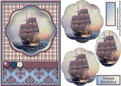 Sailing Ship Petal Pyramid Card