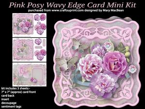 Pink Posy Wavy Edge Card Mini Kit