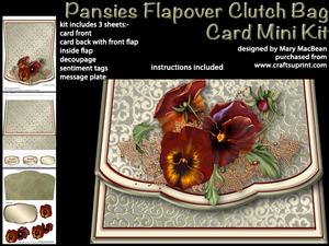 Pansies Flapover Clutch Bag Card Mini Kit