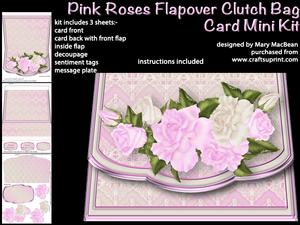 Pink Roses Flapover Clutch Bag Card Mini Kit