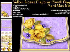 Yellow Roses Flapover Clutch Bag Card Mini Kit