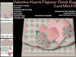 Valentine Hearts Flapover Clutch Bag Card Mini Kit