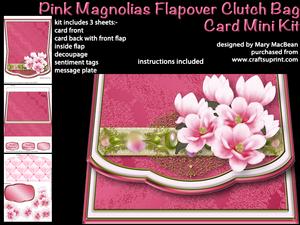 Pink Magnolias Flapover Clutch Bag Card Mini Kit