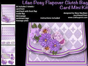 Lilac Posy Flapover Clutch Bag Card Mini Kit