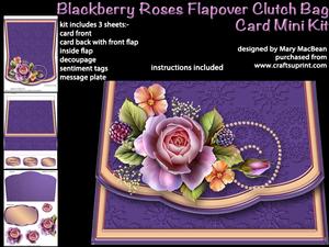 Blackberry Roses Flapover Clutch Bag Card Mini Kit