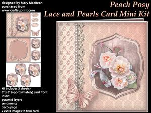 Peach Posy Lace and Pearls Card Mini Kit