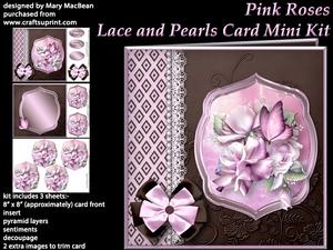 Pink Roses Lace and Pearls Card Mini Kit