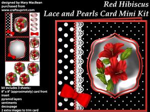 Red Hibiscus Lace and Pearls Card Mini Kit