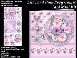 Lilac and Pink Posy Cameo Card Mini Kit