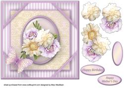 Cream and Lilac Posy Corner Frame Card