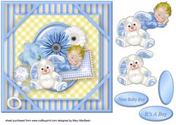 Hush Little Baby Corner Frame Card - Blue
