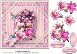 Roses and Lilies Corner Frame Card