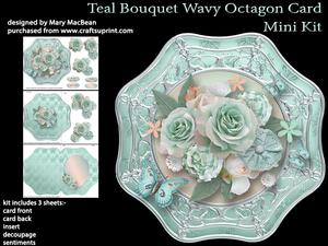 Teal Bouquet Wavy Octagon Card Mini Kit