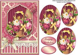 Vintage Flower Basket Card Front