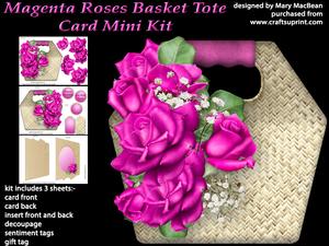 Magenta Roses Basket Tote Card Mini Kit