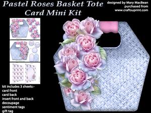 Pastel Roses Basket Tote Card Mini Kit