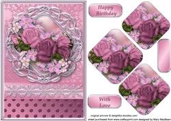 Dusky Roses Framed Pyramid Card Front