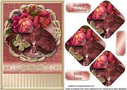 Gift and Roses Framed Pyramid Card Front
