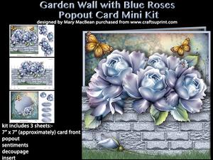 Garden Wall with Blue Roses Popout Card Mini Kit