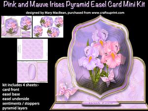 Pink and Mauve Irises Pyramid Easel Card Mini Kit