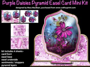 Purple Daisies Pyramid Easel Card Mini Kit