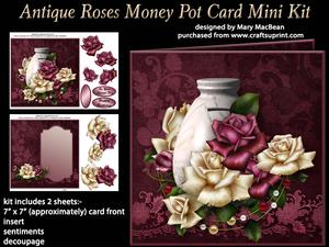 Antique Roses Money Pot Card Mini Kit