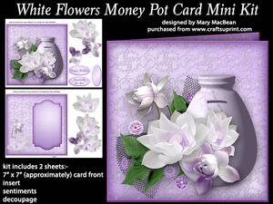 White Flowers Money Pot Card Mini Kit