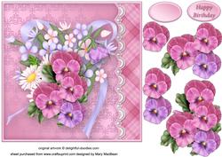 Pansy Posy Lacy Border Card Front